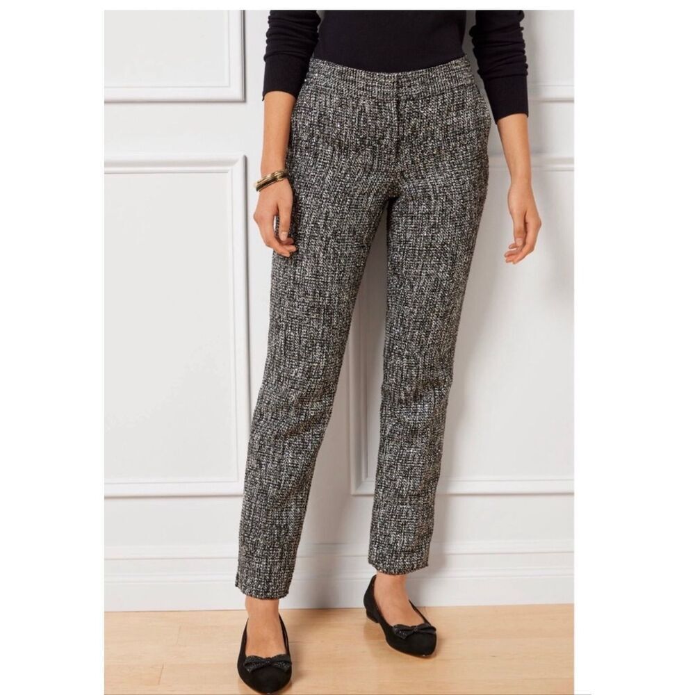 NWT Talbots Hampshire Ankle Pants Size 2P Black/ Silver/Metallic Dress Evening P